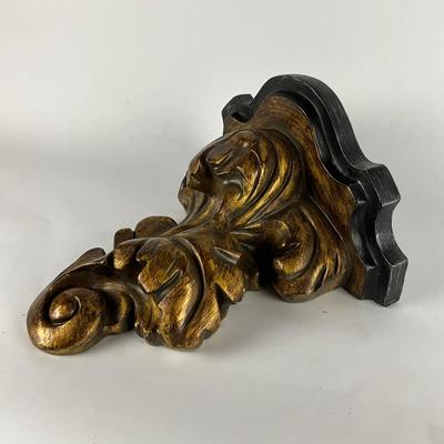 697 Black & Gold Leaf Wall Shelf