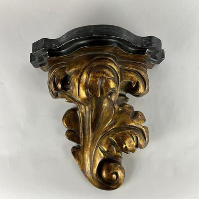 697 Black & Gold Leaf Wall Shelf
