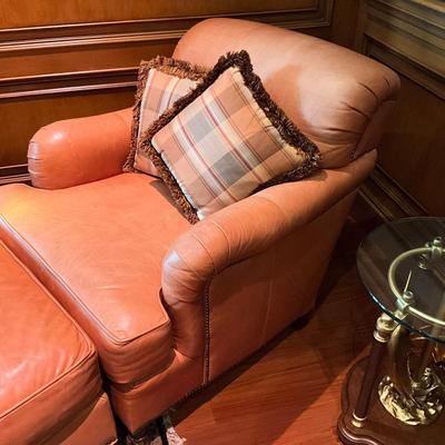 699 Kravet Leather Chair & Ottoman