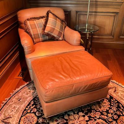 699 Kravet Leather Chair & Ottoman