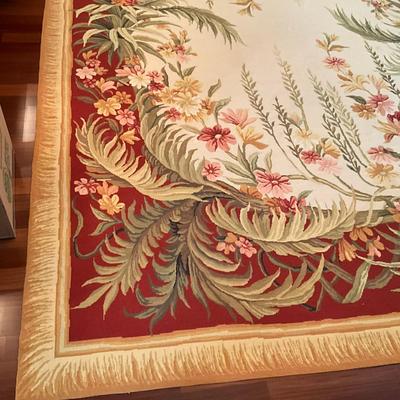 701 Large Palm/Floral Needle Point Rug 14'6" x 10'3"