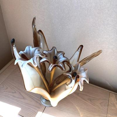 EPERGNE 4 GLASS FLOWERS IN EARTH TONES