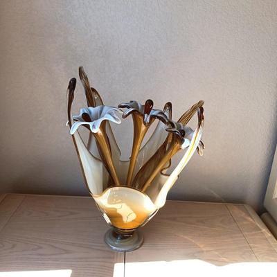 EPERGNE 4 GLASS FLOWERS IN EARTH TONES