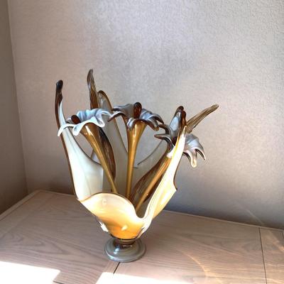 EPERGNE 4 GLASS FLOWERS IN EARTH TONES