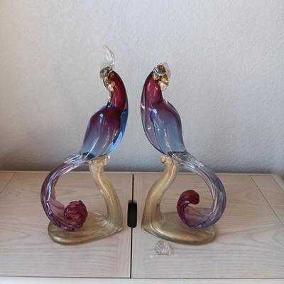 MURANO - ALFREDO BARBINI MULBERRY PURPLE BIRDS Circa 1940