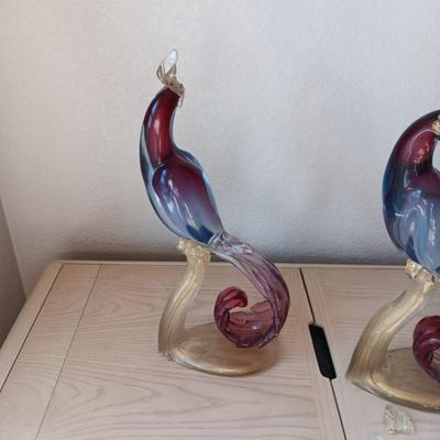 MURANO - ALFREDO BARBINI MULBERRY PURPLE BIRDS Circa 1940