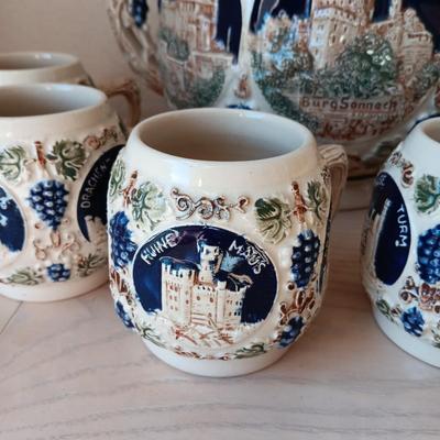 MADE IN GERMANY VERY DETAILED PUNCH BOWL/TUREEN WITH CUPS