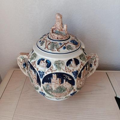 MADE IN GERMANY VERY DETAILED PUNCH BOWL/TUREEN WITH CUPS