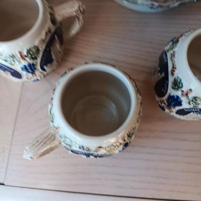 MADE IN GERMANY VERY DETAILED PUNCH BOWL/TUREEN WITH CUPS