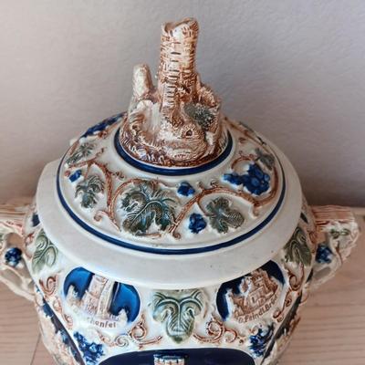 MADE IN GERMANY VERY DETAILED PUNCH BOWL/TUREEN WITH CUPS
