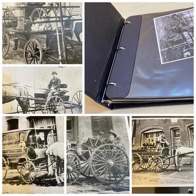 Binder of 28 Copy Photos of Antique PA Fire Wagons