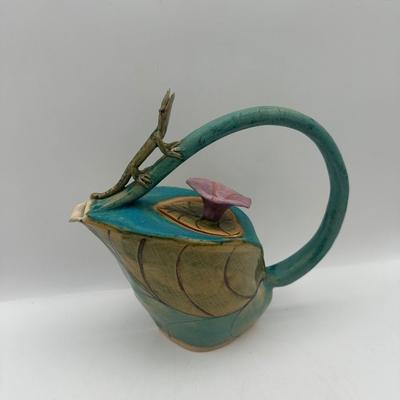 Handmade Ceramic Teapot, Stamped