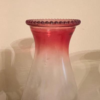 2 Antique Vintage Risden Glass Hurricane Oil Lamps