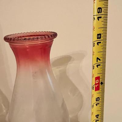 2 Antique Vintage Risden Glass Hurricane Oil Lamps