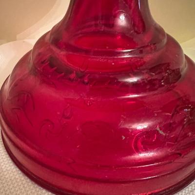 2 Antique Vintage Risden Glass Hurricane Oil Lamps