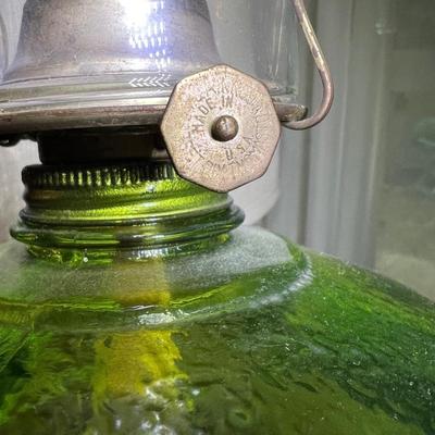 2 Antique Vintage Risden Glass Hurricane Oil Lamps