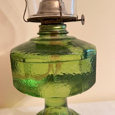 2 Antique Vintage Risden Glass Hurricane Oil Lamps