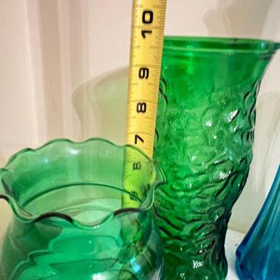 10 Pc. Colored Glass Lot - Antique Ruby Flash D.C. Souvenir, Vintage Vases + More