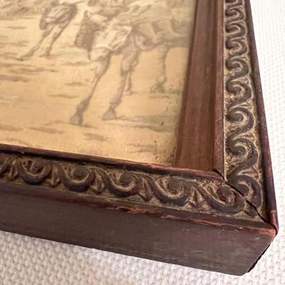 Finely Woven Antique Textile Wood Framed Tray