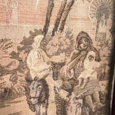 Finely Woven Antique Textile Wood Framed Tray