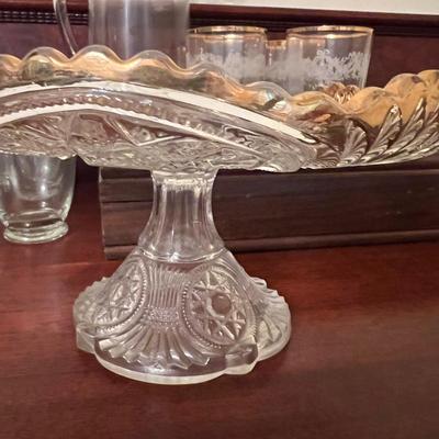 Big Lot Antique Vintage Gold Rimmed Glassware