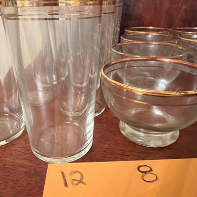 Big Lot Antique Vintage Gold Rimmed Glassware
