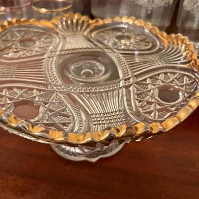 Big Lot Antique Vintage Gold Rimmed Glassware