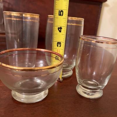 Big Lot Antique Vintage Gold Rimmed Glassware