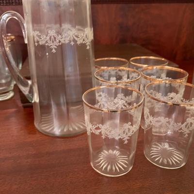 Big Lot Antique Vintage Gold Rimmed Glassware