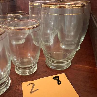 Big Lot Antique Vintage Gold Rimmed Glassware