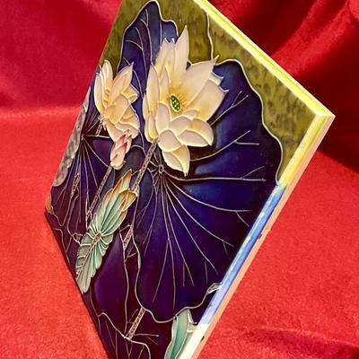 Decorative colorful floral tile with stand built in