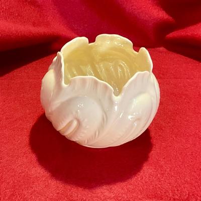 Irish Belleek vase cream colored with a swirl pattern