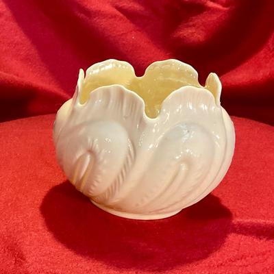 Irish Belleek vase cream colored with a swirl pattern