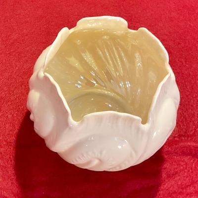 Irish Belleek vase cream colored with a swirl pattern