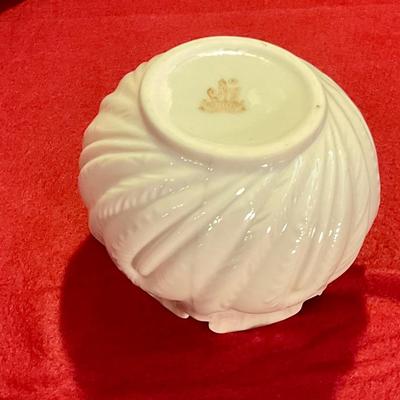 Irish Belleek vase cream colored with a swirl pattern