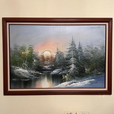 Professionally Framed Oil on Canvas Signed Painting 29"x40"