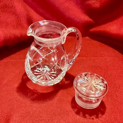 Covered cut glass cream pitcher, no mark found