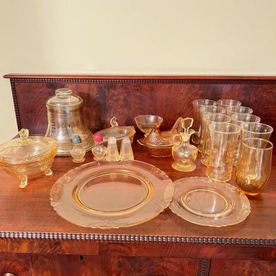 Big Lot Vintage Yellow Glass - Carnival, Amber, Depression