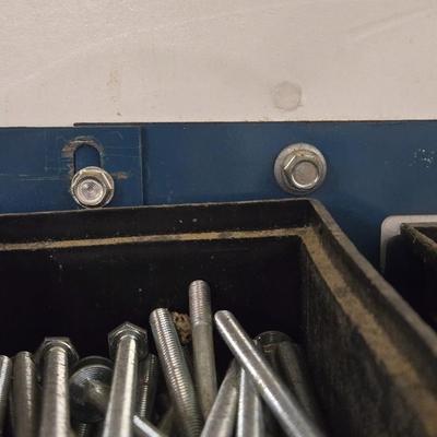 Large Wall Mounted Hardware Holder filled with Bolts, Nails, Screws & Other Hardware