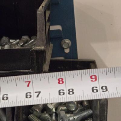 Large Wall Mounted Hardware Holder filled with Bolts, Nails, Screws & Other Hardware