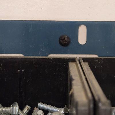 Large Wall Mounted Hardware Holder filled with Bolts, Nails, Screws & Other Hardware