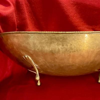 Large footed oval brass bowl approx 14”
