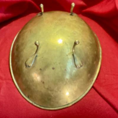 Large footed oval brass bowl approx 14”