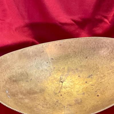Large footed oval brass bowl approx 14”