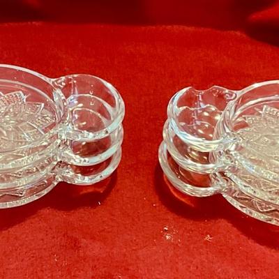 6 Fostoria glass coasters, star pattern