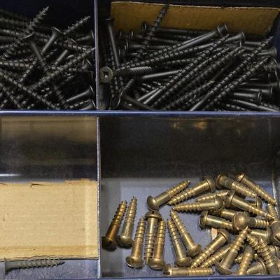 Vintage Metal Organizer Carrying Case with Nails & Screws