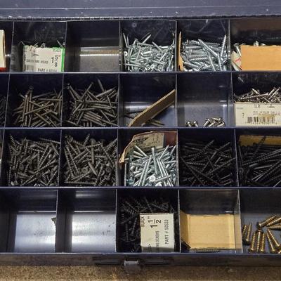 Vintage Metal Organizer Carrying Case with Nails & Screws