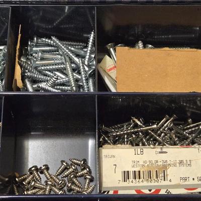 Vintage Metal Organizer Carrying Case with Nails & Screws