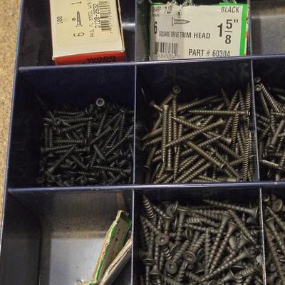 Vintage Metal Organizer Carrying Case with Nails & Screws