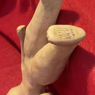 Tera cotta figure has open head, probably a fertility doll for tourist in Mexico, marked on bottom of foot